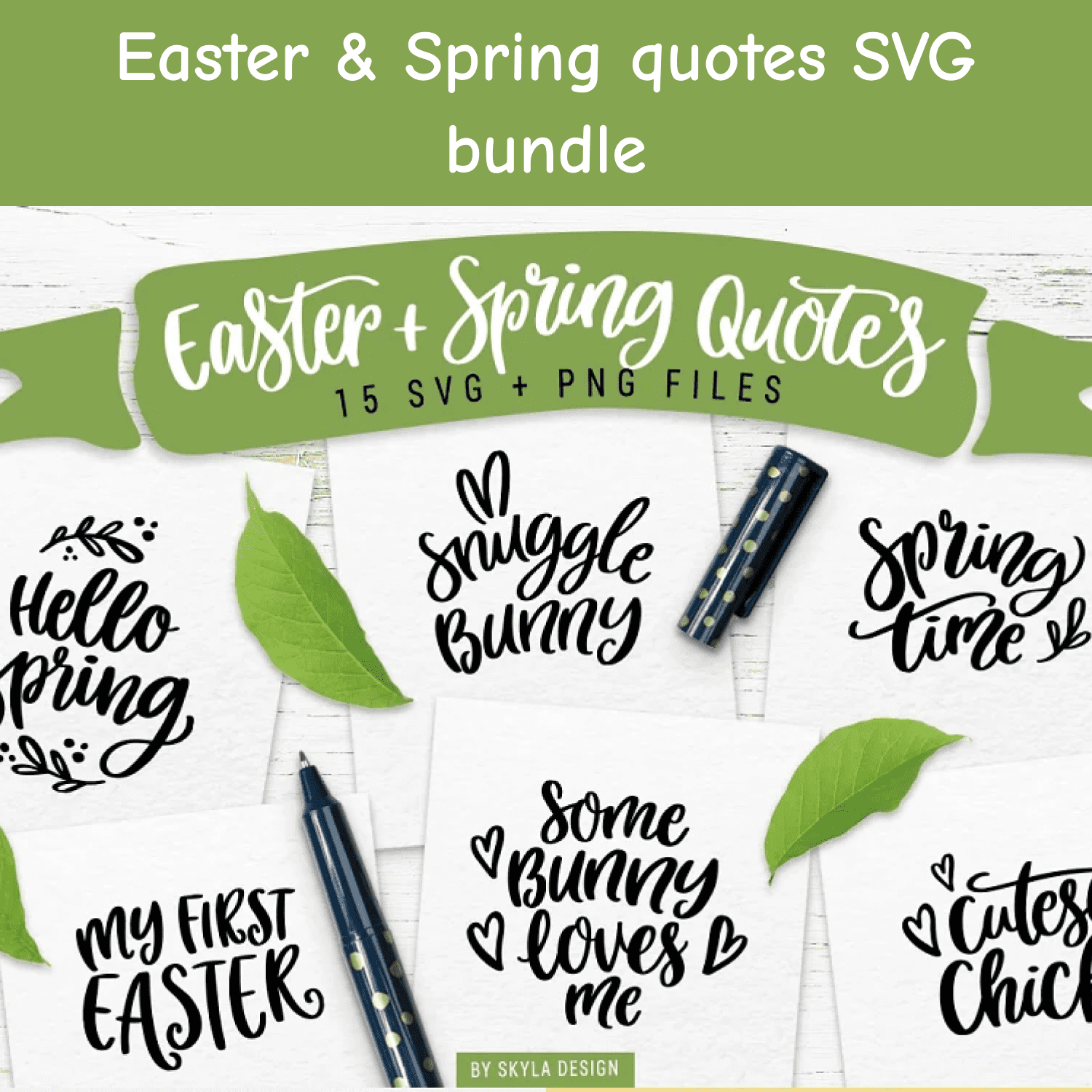 Easter & Spring quotes SVG bundle cover.