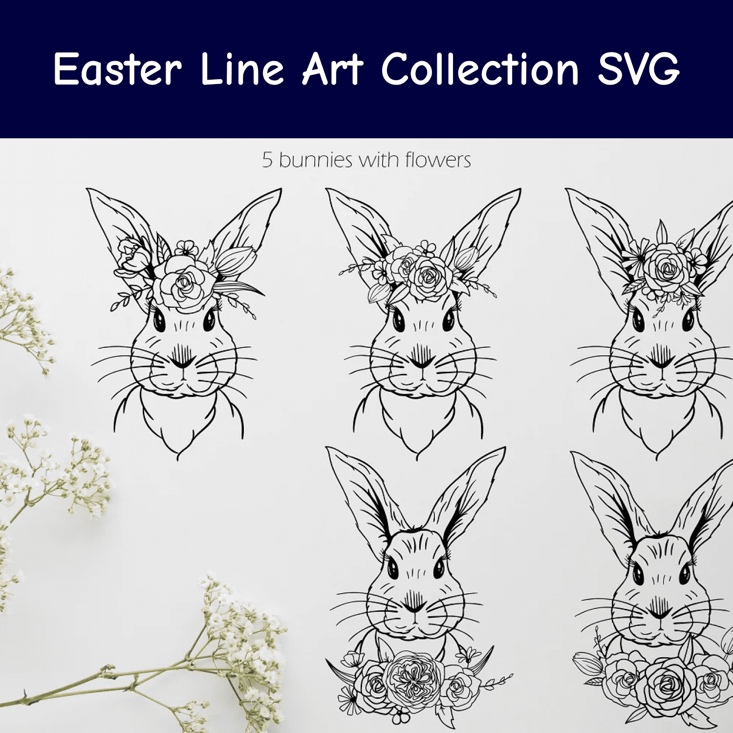 Easter Line Art Collection SVG cover.