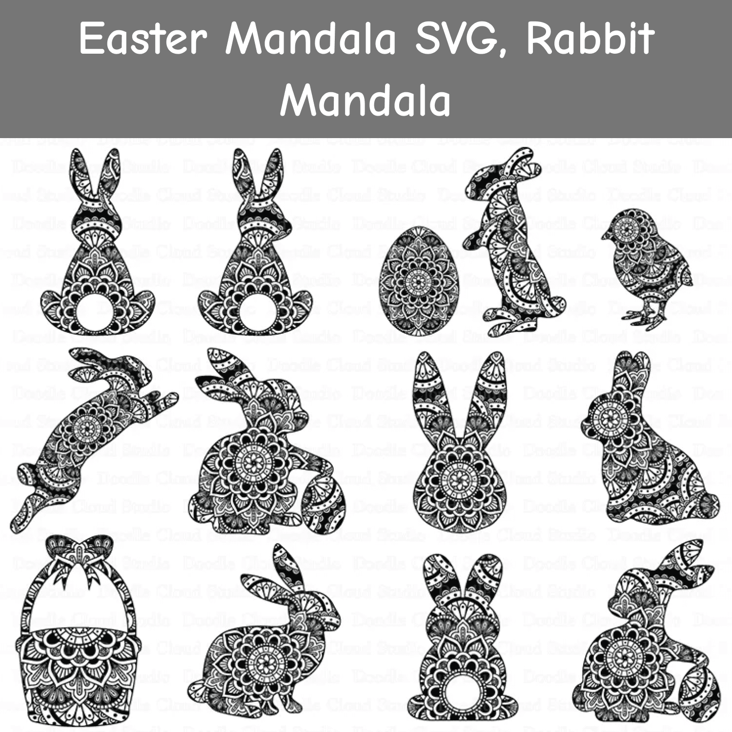 Easter Mandala SVG, Rabbit Mandala.