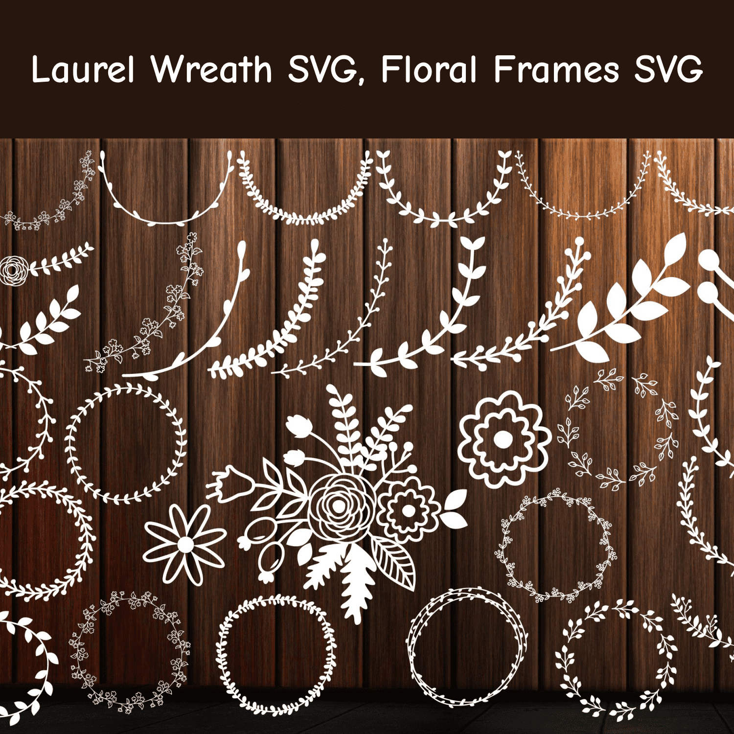 Laurel Wreath SVG, Floral Frames SVG.