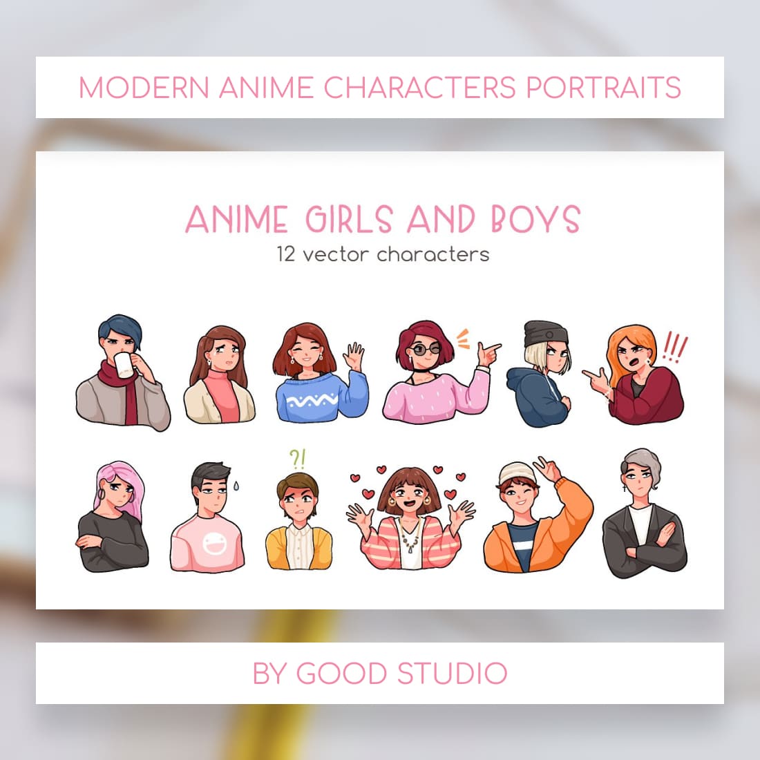 Modern anime characters portraits.