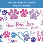 Paw Print Love SVG Bundle | Dog SVG Bundle main cover.