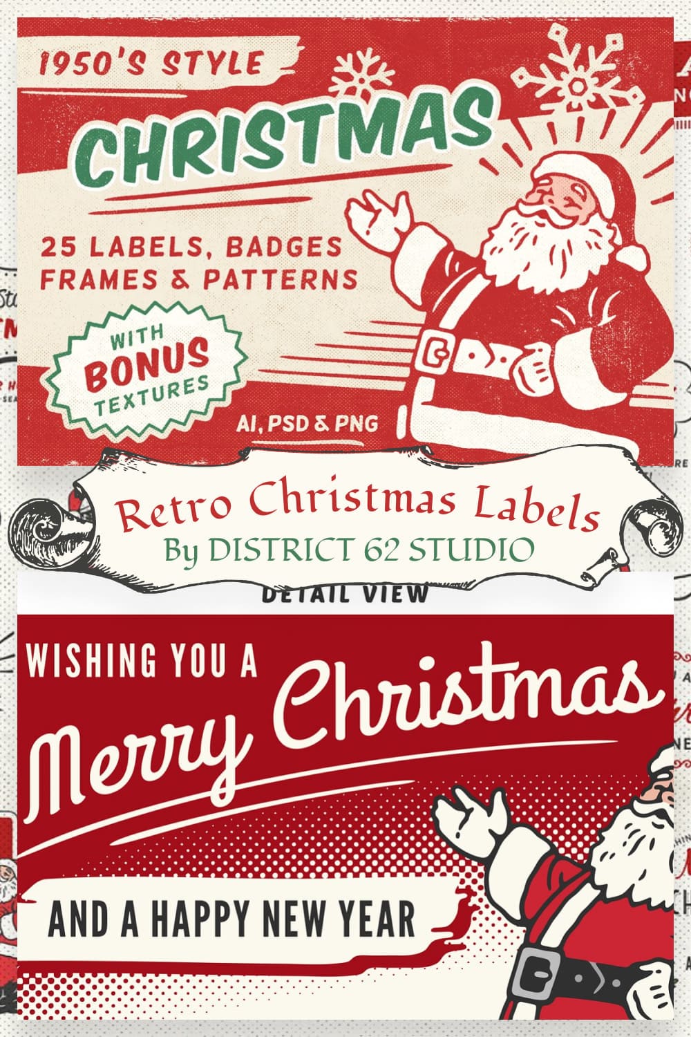 Retro Christmas Labels.