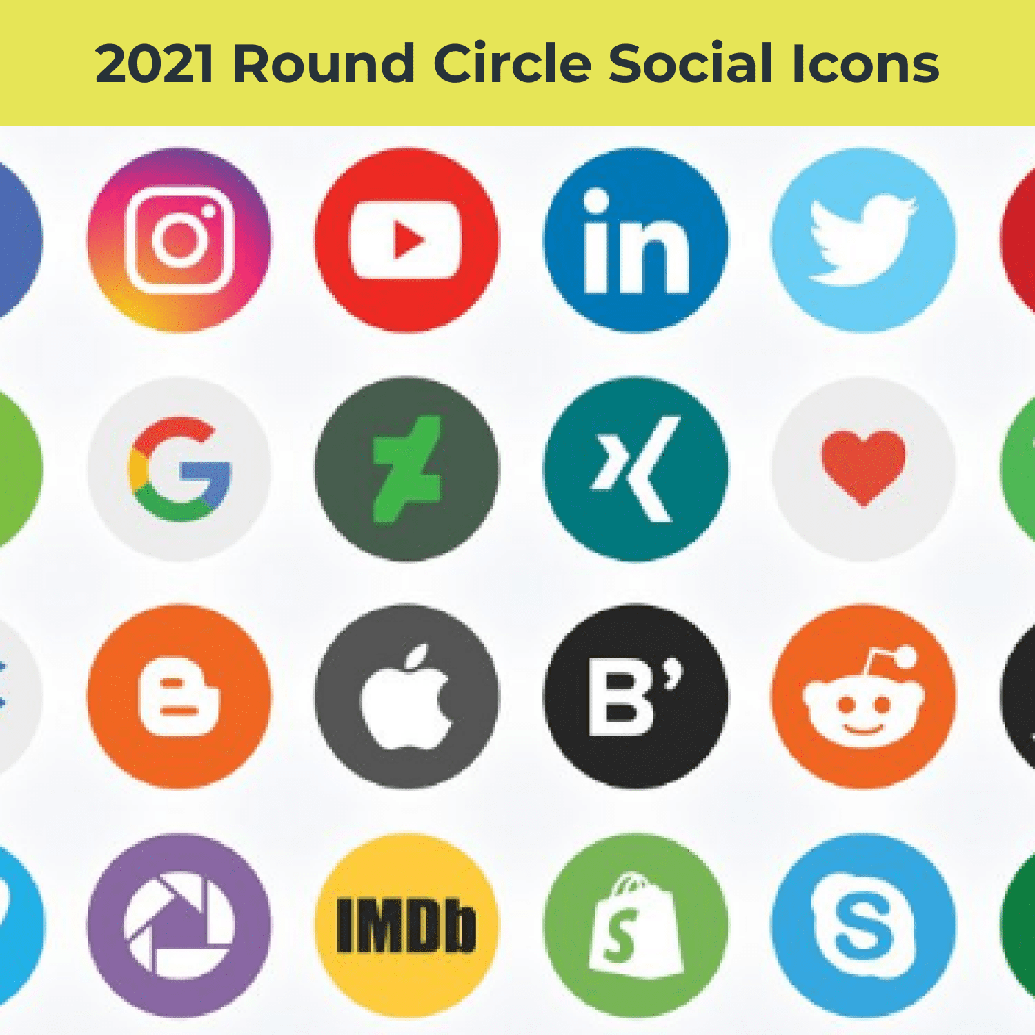 2021 Round Circle Social Icons main cover.