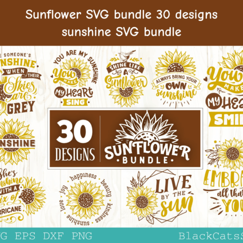 Sunflower SVG bundle 30 designs sunshine SVG bundle.