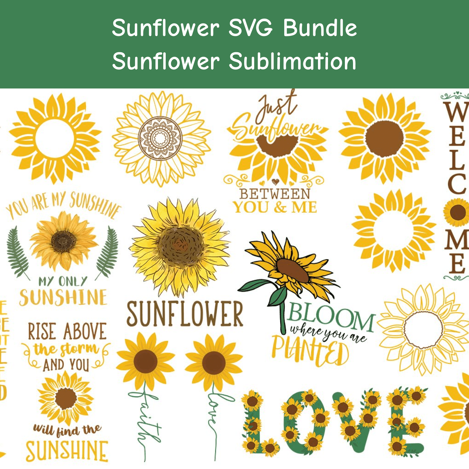 Sunflower SVG Bundle, Sunflower Sublimation cover.