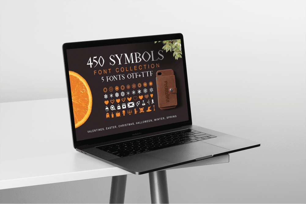Symbols Font Collection - 450 Shapes - laptop.