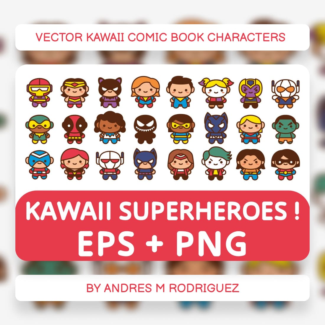 Vector Kawaii Comic Book Characters.