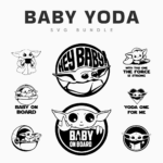 Baby yoda svg bundle main cover.