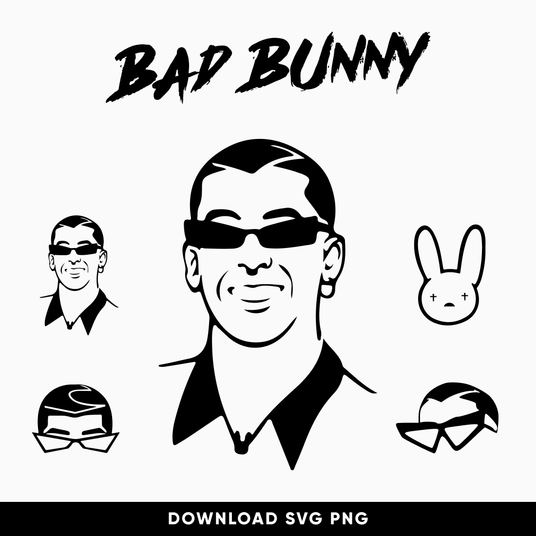 Bad bunny svg bundle main cover.