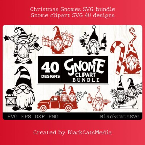 Christmas Gnomes SVG bundle Gnome clipart SVG 40 designs main cover.