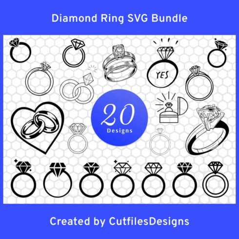 Diamond Ring SVG Bundle main cover.