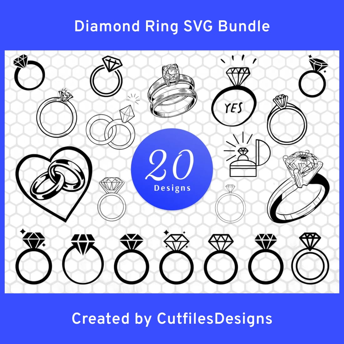 Diamond Ring SVG Bundle main cover.