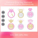 Diamond Ring Svg, Diamond Monogram Frame, diamond svg main cover.