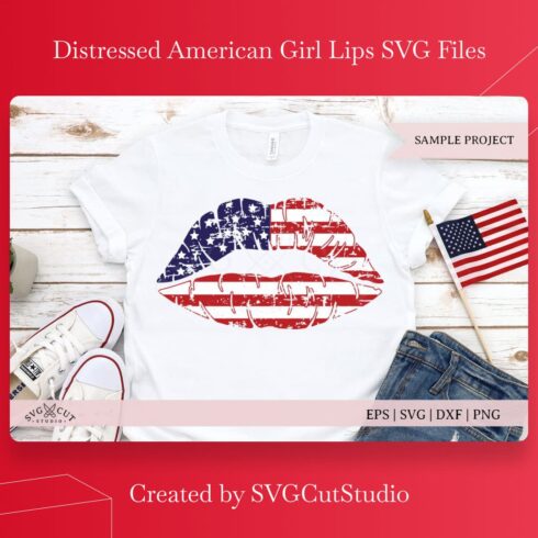 Distressed American Girl Lips SVG Files.