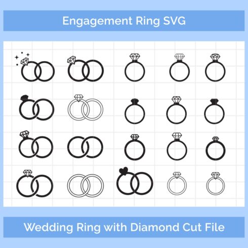 Engagement Ring SVG, Wedding Ring with Diamond Cut File main cover.