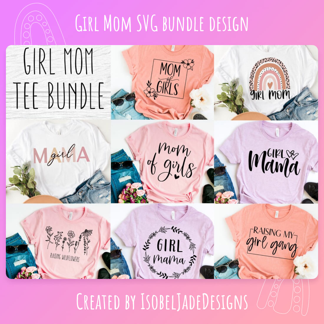Mom of girls Bundle SVG file for Cricut main cover.