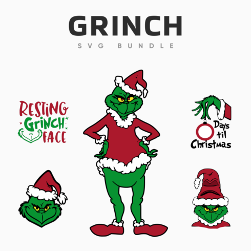 Grinch svg bundle main cover.