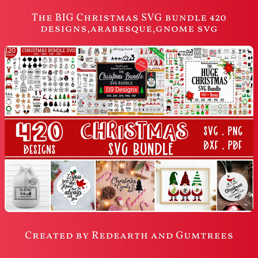 The BIG Christmas SVG bundle 420 designs,arabesque,gnome svg main cover.