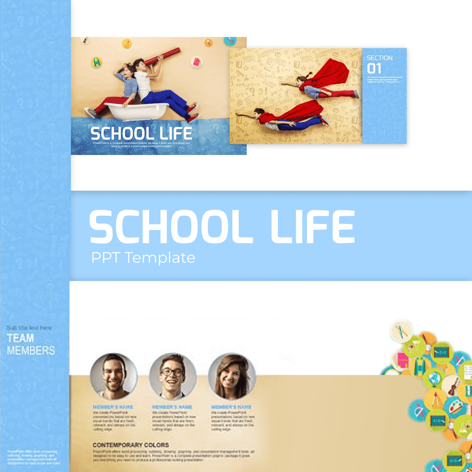 School Life PPT Template cover.
