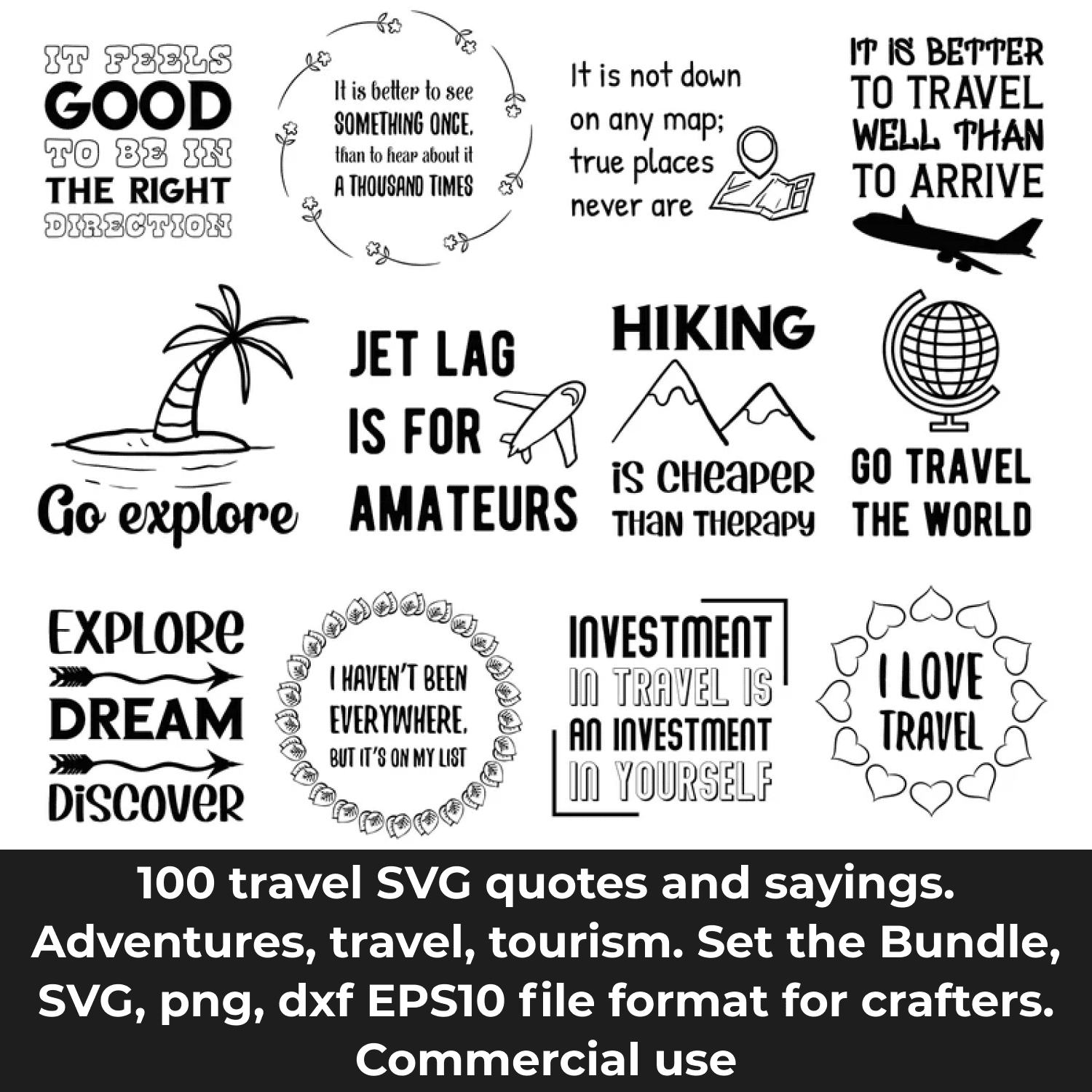 100 Travel SVG Quotes & Sayings cover.