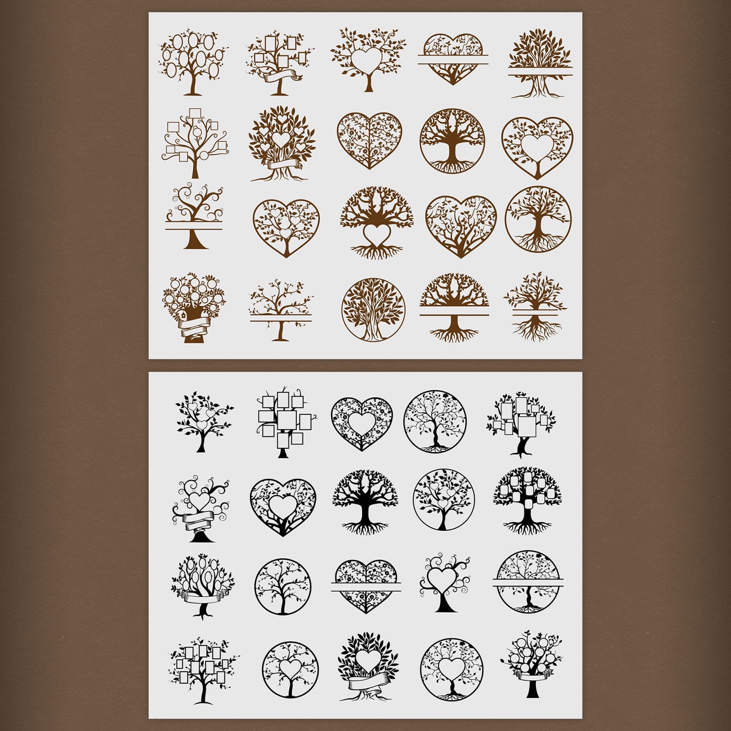 Mega Family Tree SVG Bundle - black&brown pictures preview.