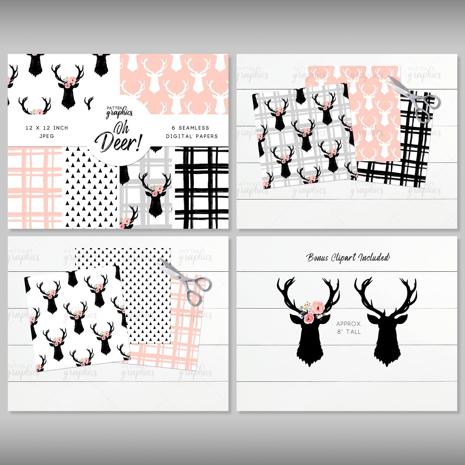Deer Seamless Pattern, Pink Floral cover.