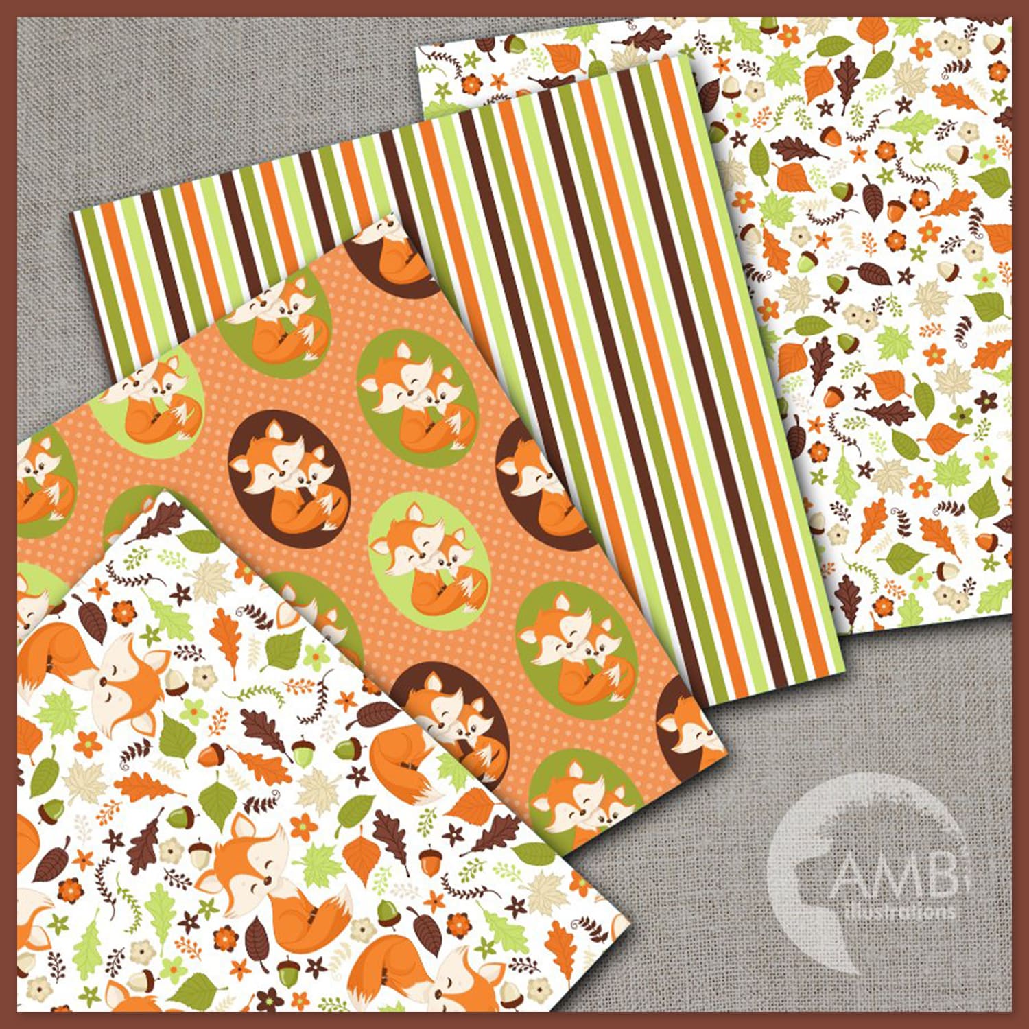 Fox Digital Paper and Clipart cover.