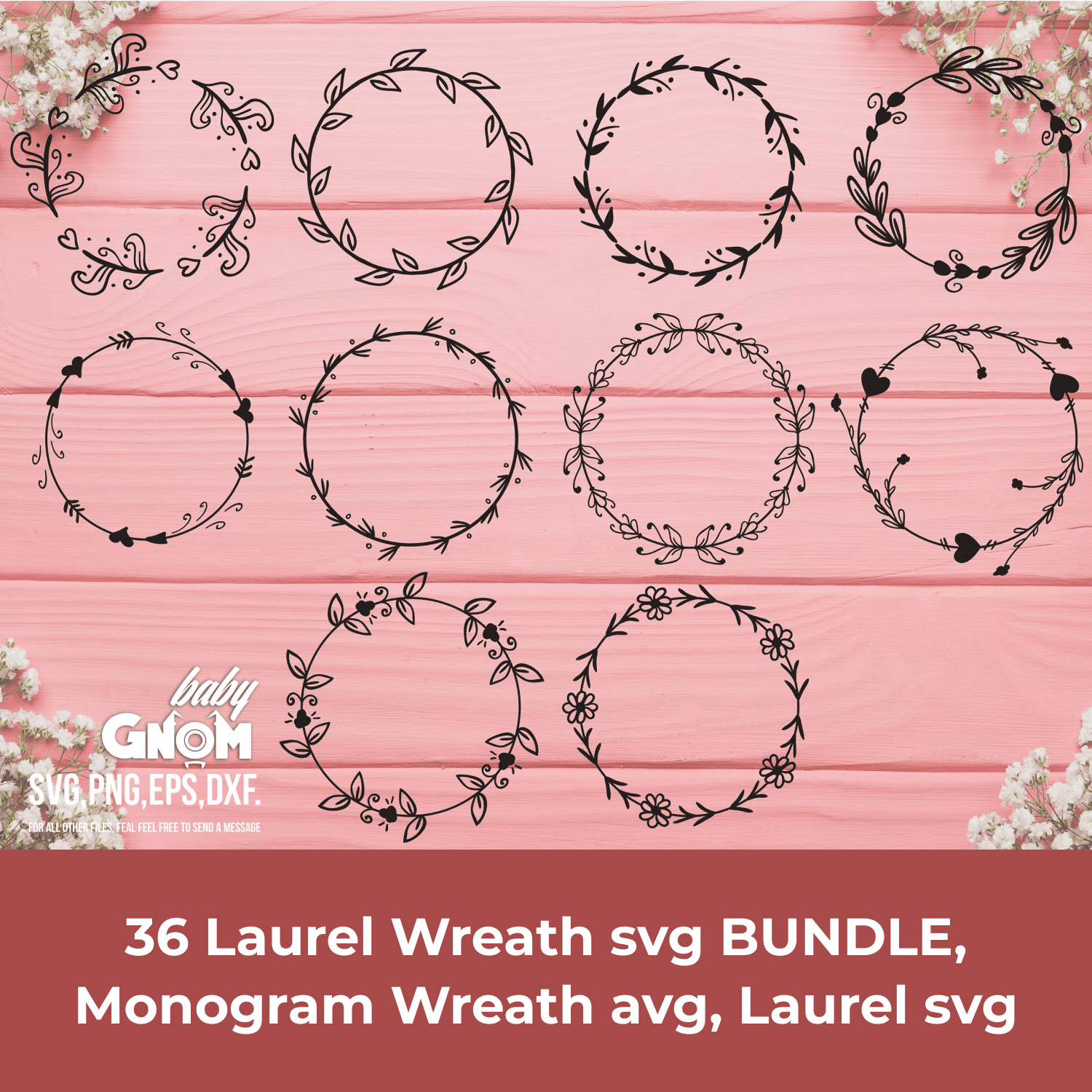 36 Laurel Wreath SVG BUNDLE, Monogram Wreath SVG, Laurel SVG cover.