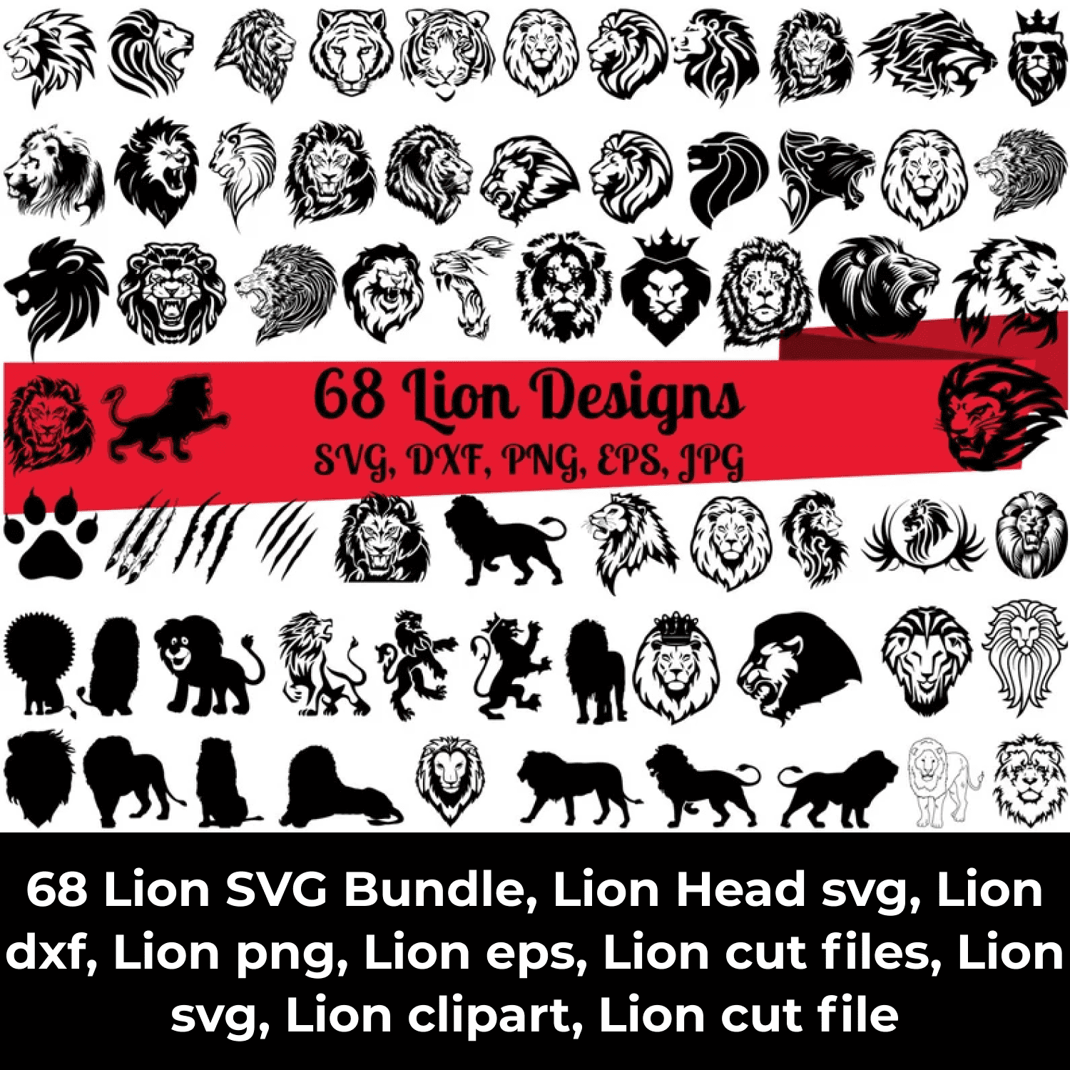 68 Lion SVG Bundle cover image.