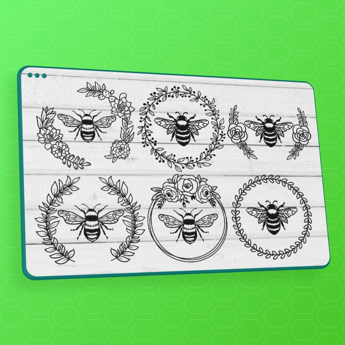 Bee SVG, Floral Wreath SVG - Image on the Screen.