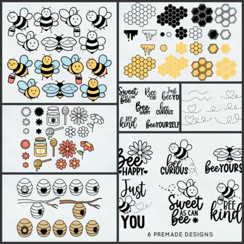 Cute Bees SVG Bundle - Honeycomb Honey Bee SVG PNG Clipart – MasterBundles