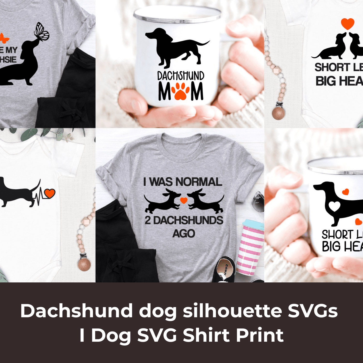 Dachshund dog silhouette SVGs I Dog SVG Shirt Print cover image.