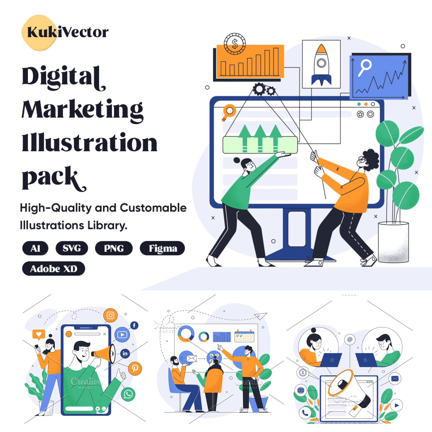 Digital Marketing Illustration Pack cover.