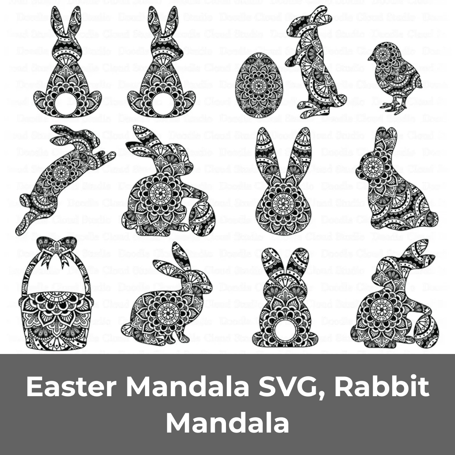 Easter Mandala SVG, Rabbit Mandala cover.