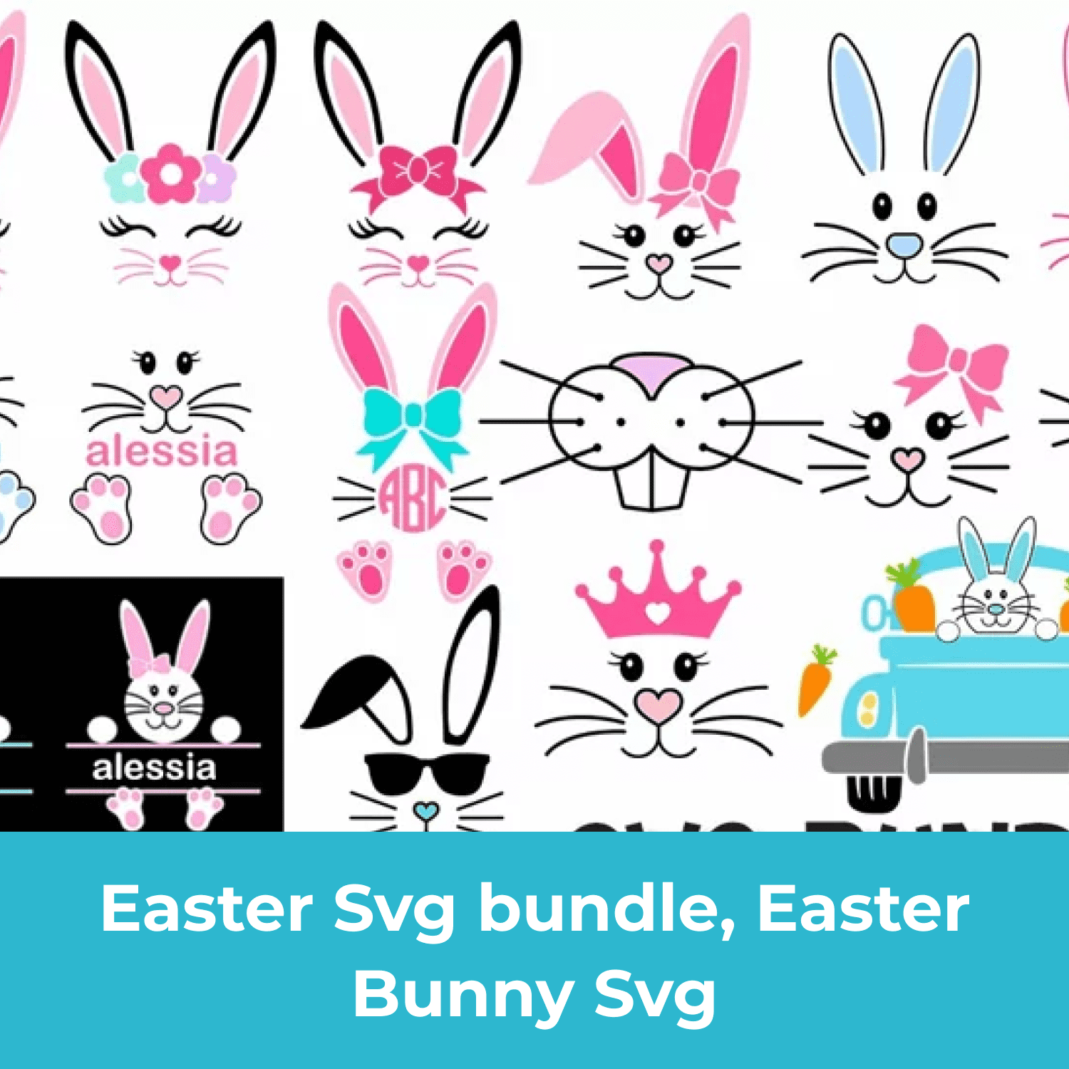 Easter Svg bundle, Easter Bunny Svg cover.