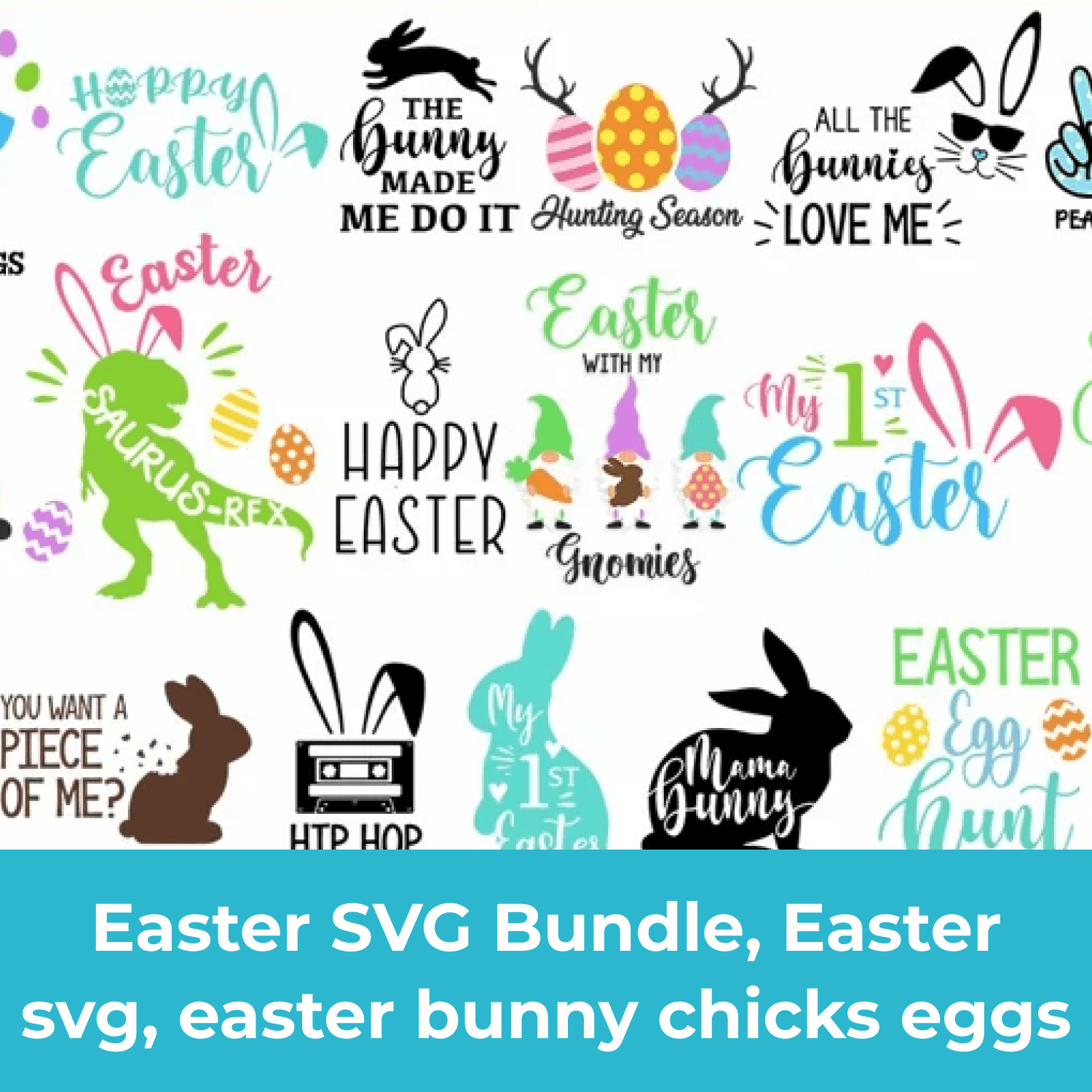Easter SVG Bundle, Easter svg, easter bunny chicks eggs cover.