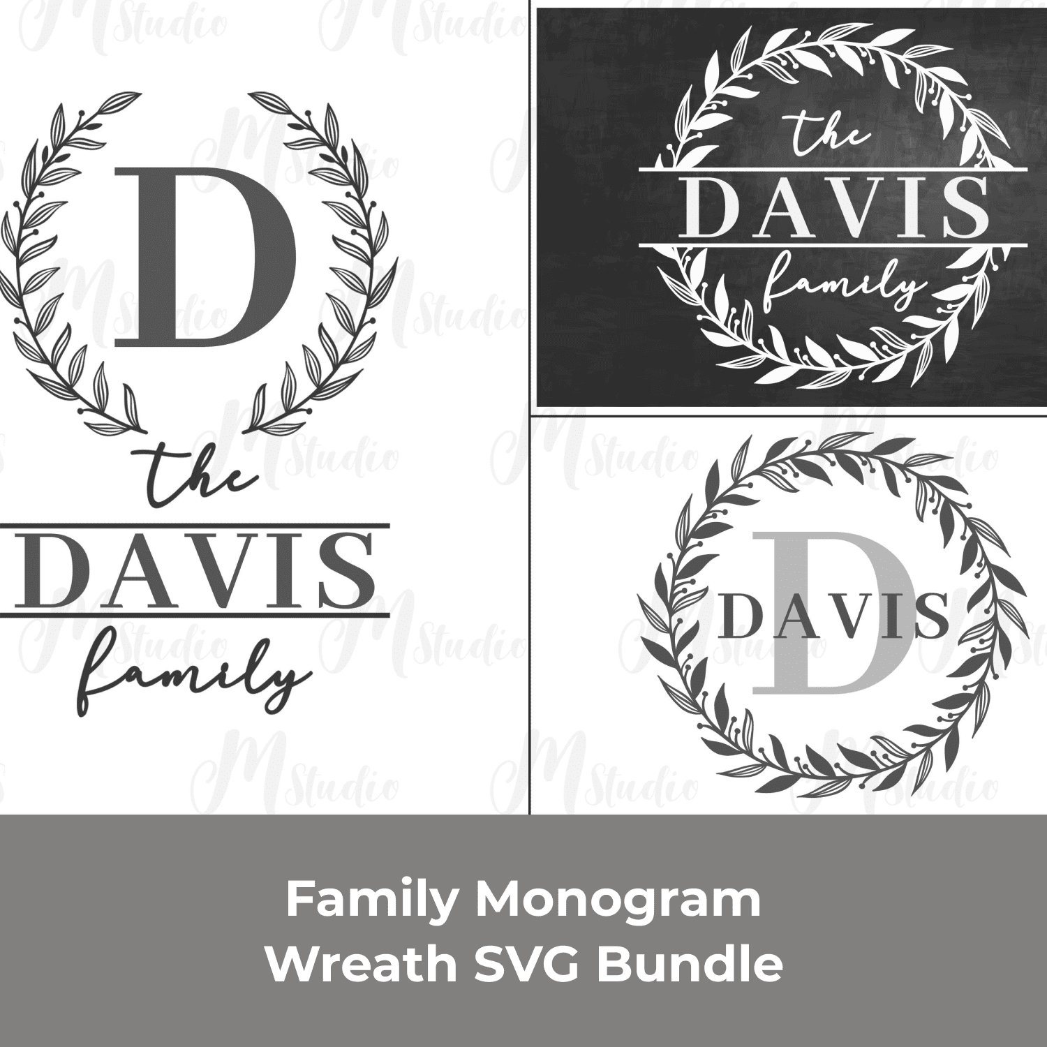 Family Monogram Wreath SVG Bundle cover.