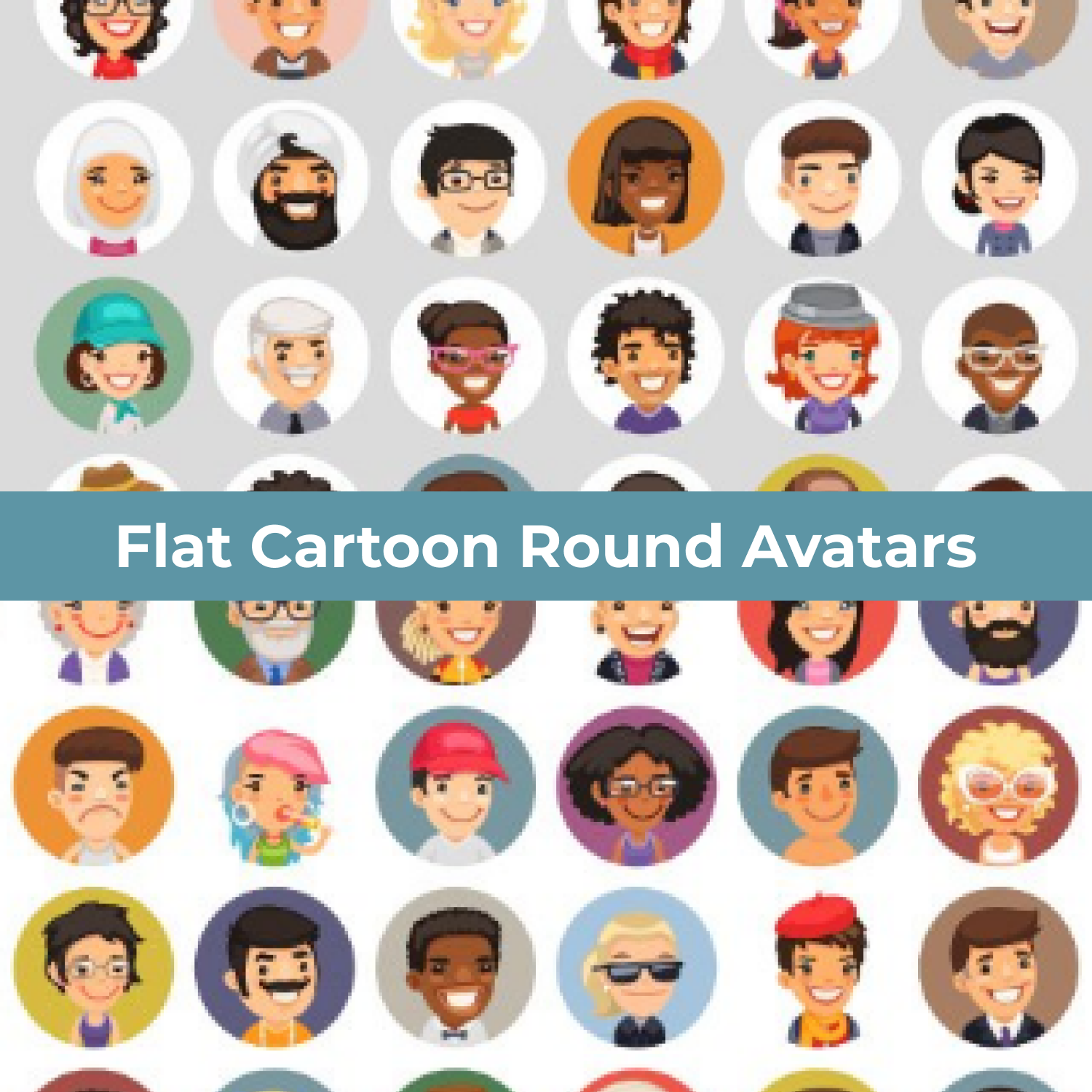 Flat Cartoon Round Avatars cover image.
