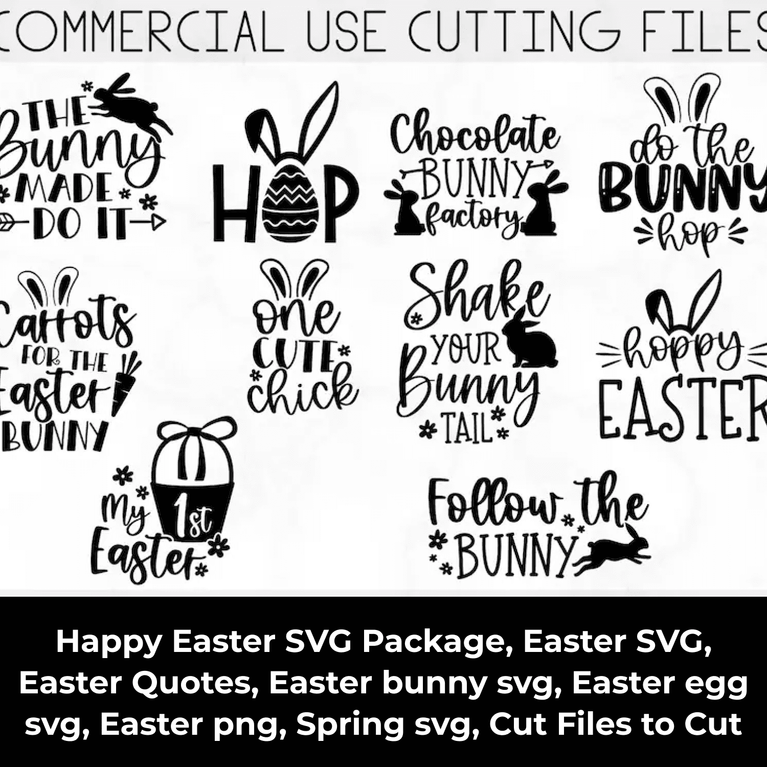 Happy Easter SVG Bundle cover.