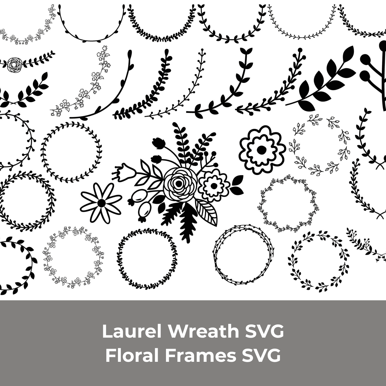 Laurel Wreath SVG, Floral Frames SVG cover.