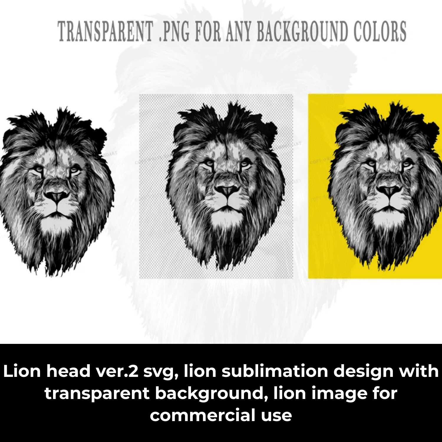 lion sublimation design with transparent background cover image.