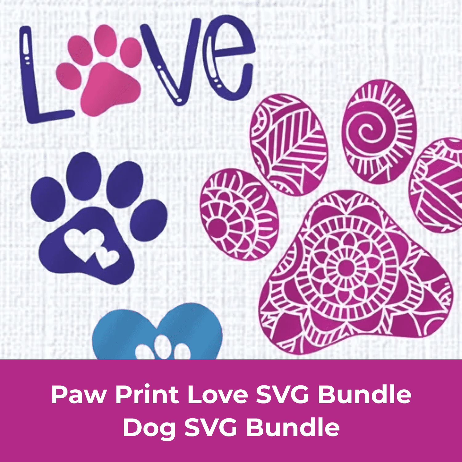 The paw print love svg bundle.