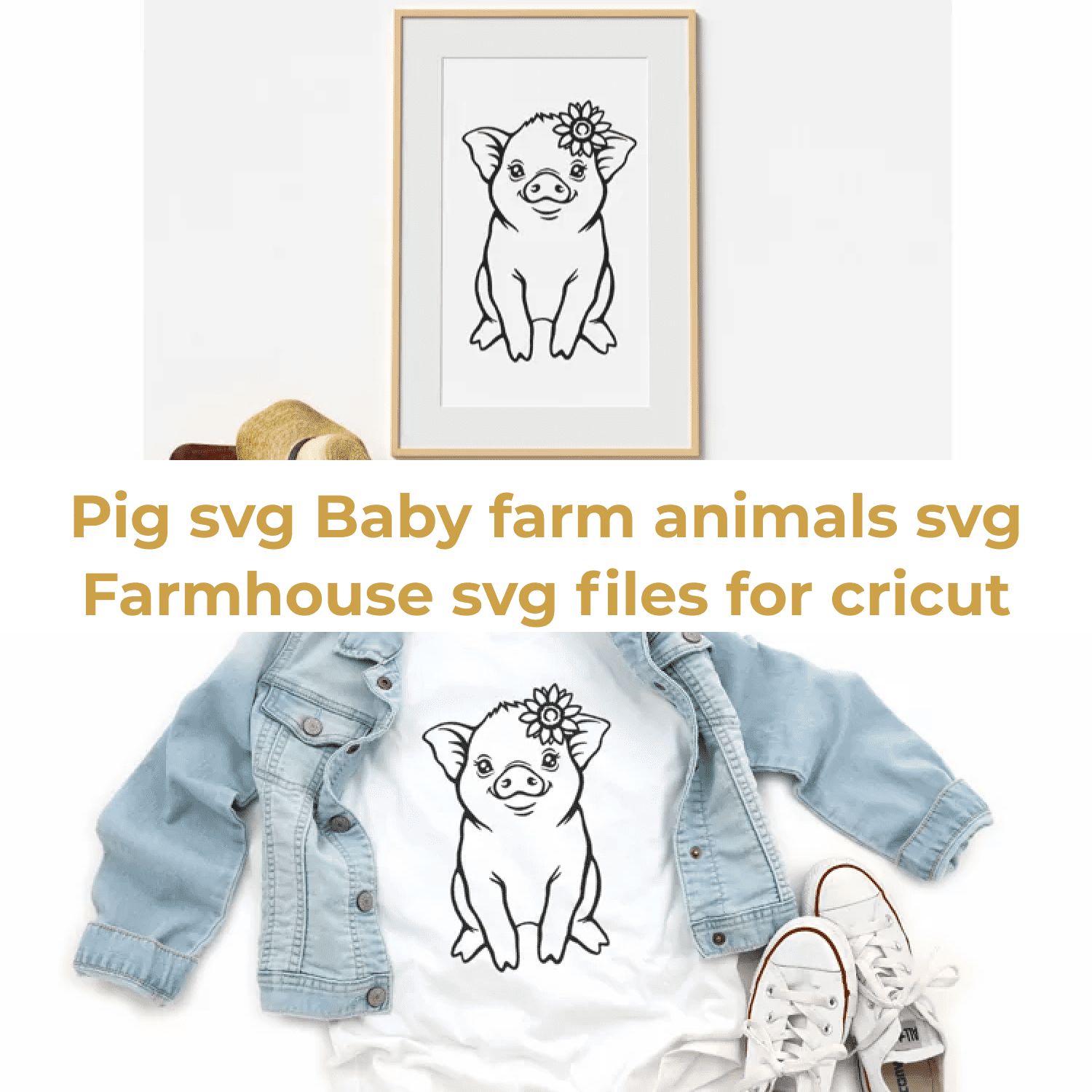 Pig svg Baby farm animals svg Farmhouse svg files for cricut cover.