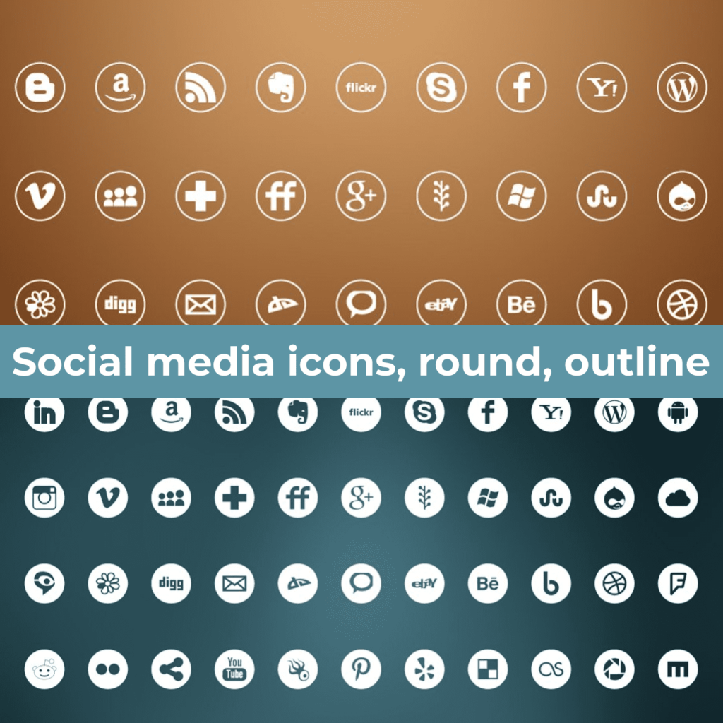 Social Media Icons, Round, Outline – MasterBundles