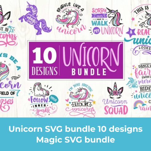 Unicorn SVG bundle 10 designs Magic SVG bundle.