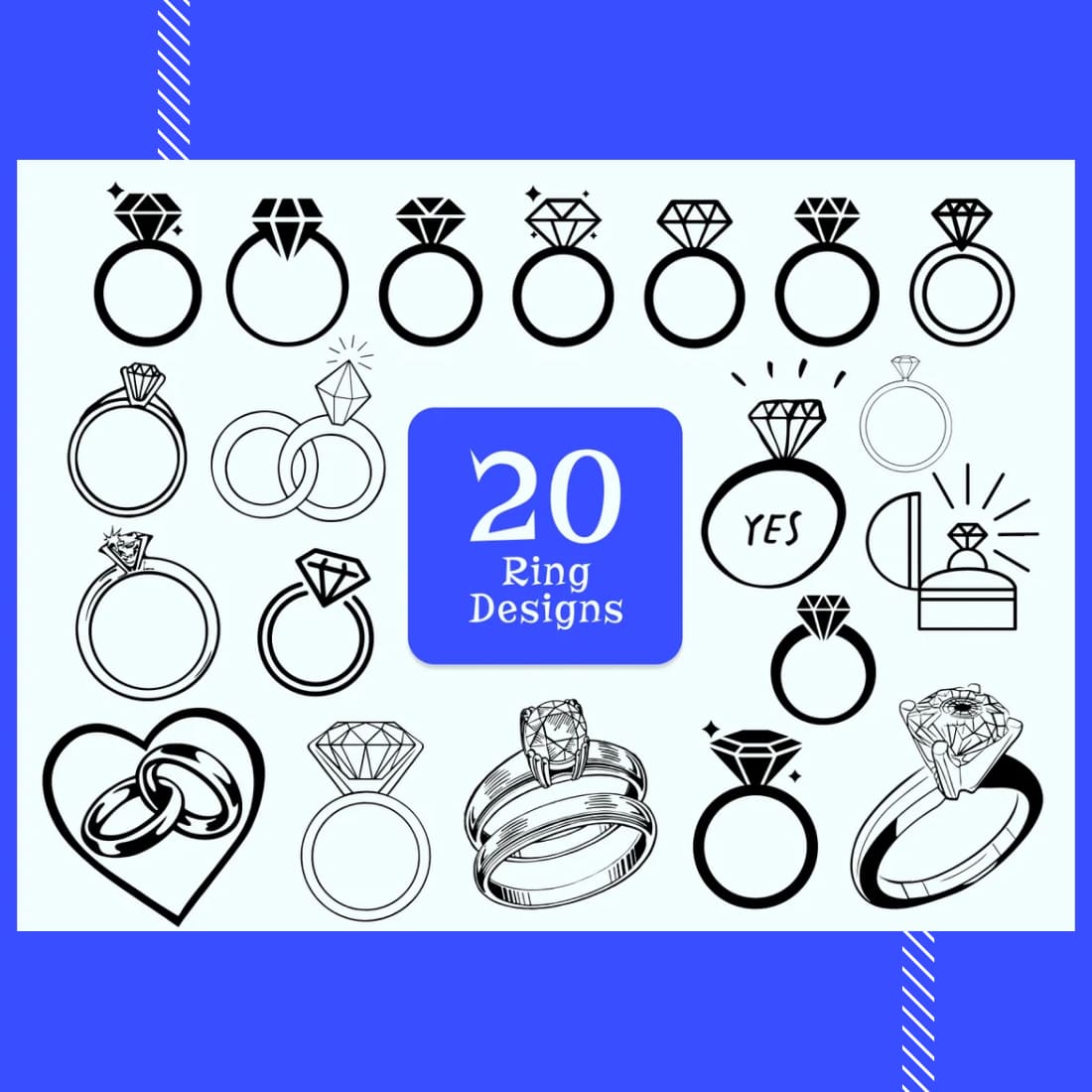 Diamond Ring SVG Bundle cover image.