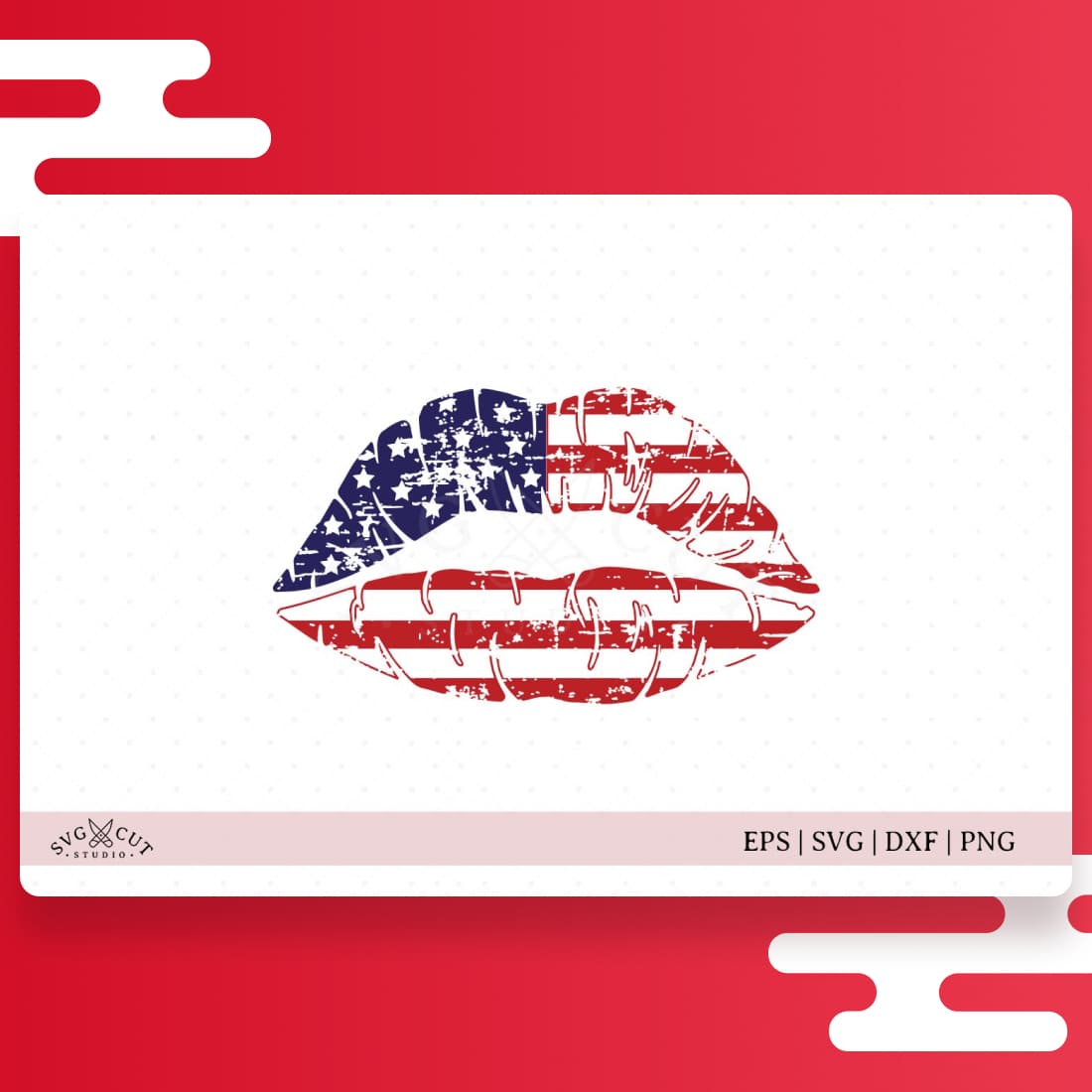 Distressed American Girl Lips SVG Files cover.