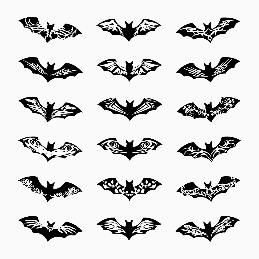 Bunch of bats with different designs on them.