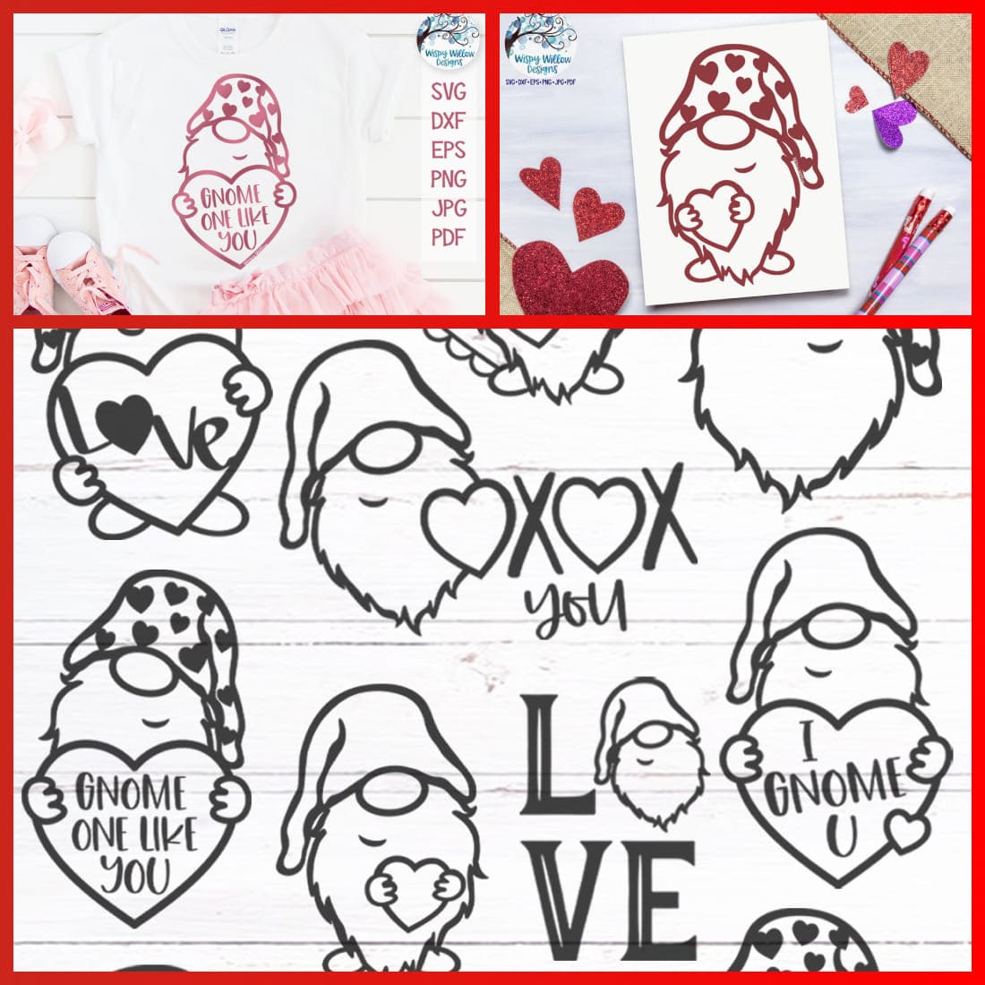 Valentine Gnome SVG Bundle | 14 Cute Love Gnomes cover image.